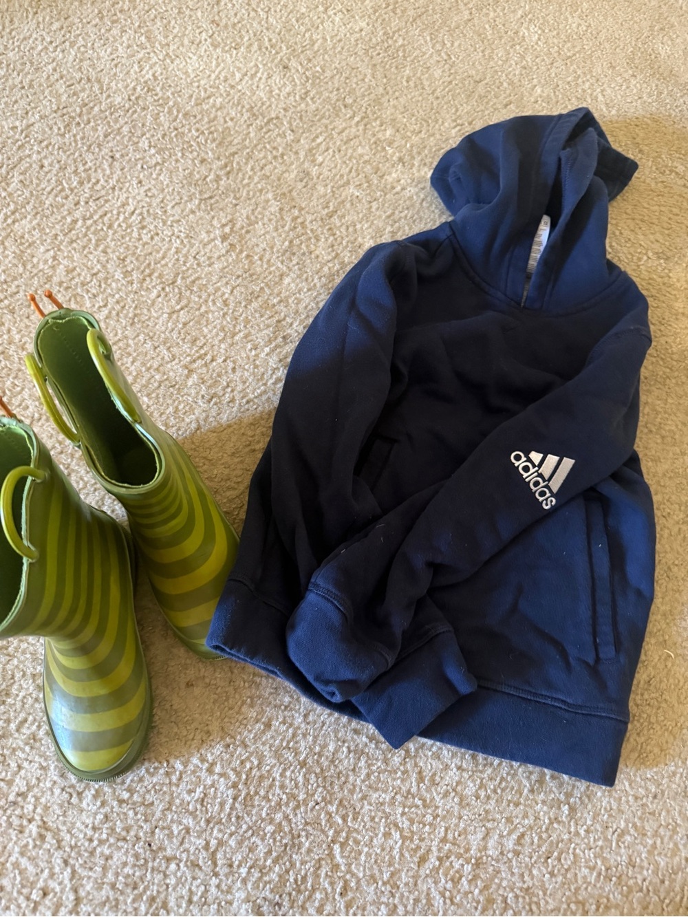 adidas Hooded Sweatshirt & kids rain boots
